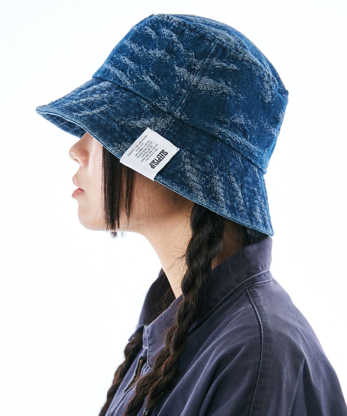 슬리피슬립(SLEEPYSLIP) SCRATCH BLUE DENIM BUCKET HAT