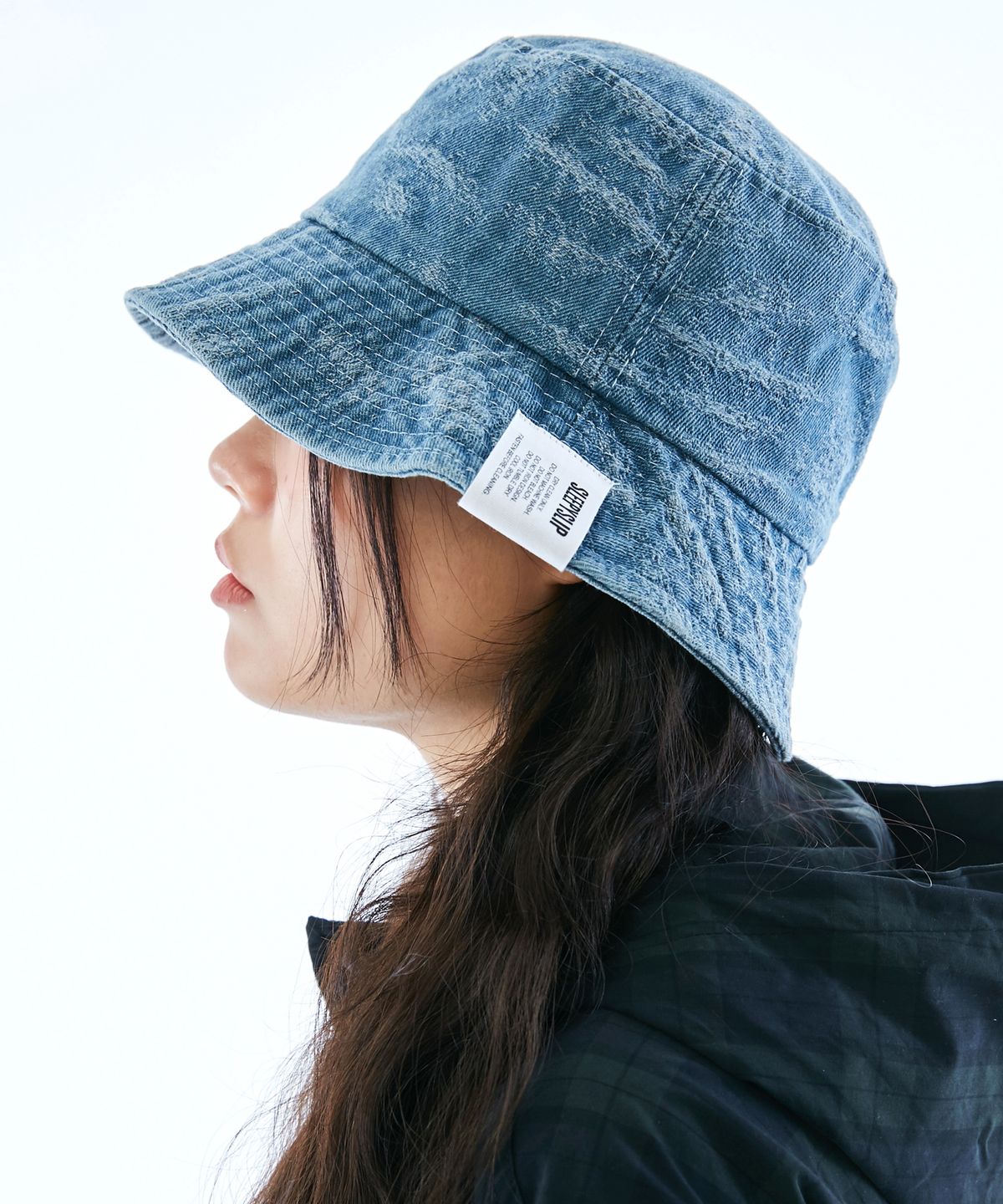 슬리피슬립(SLEEPYSLIP) SCRATCH LIGHT DENIM BUCKET HAT
