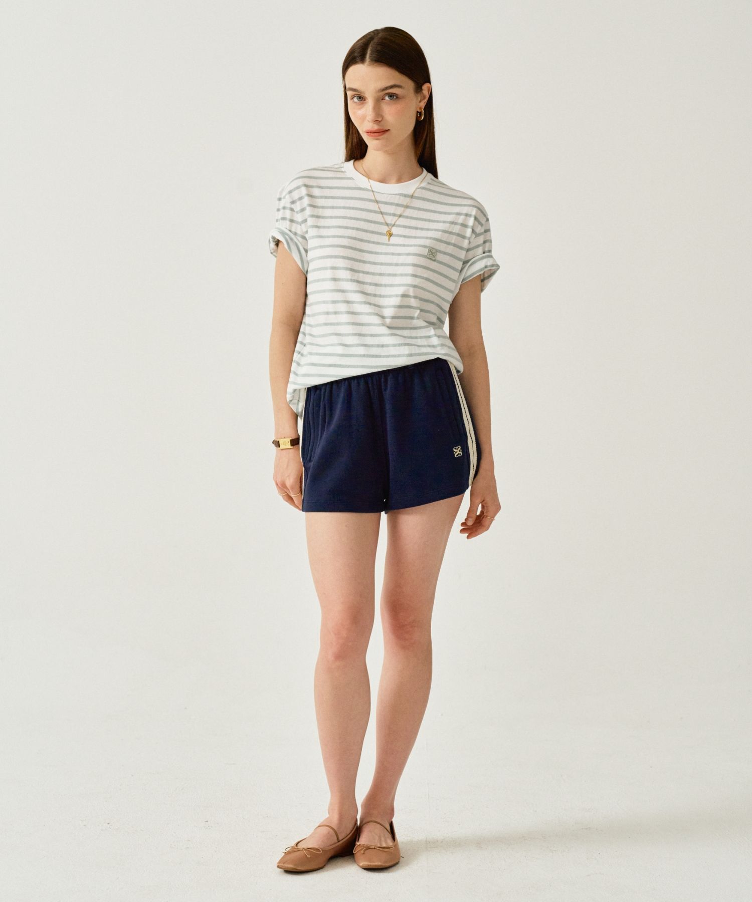 MUSINSA | SATUR All Day Basic Stripe Short Sleeve T-shirt Mint