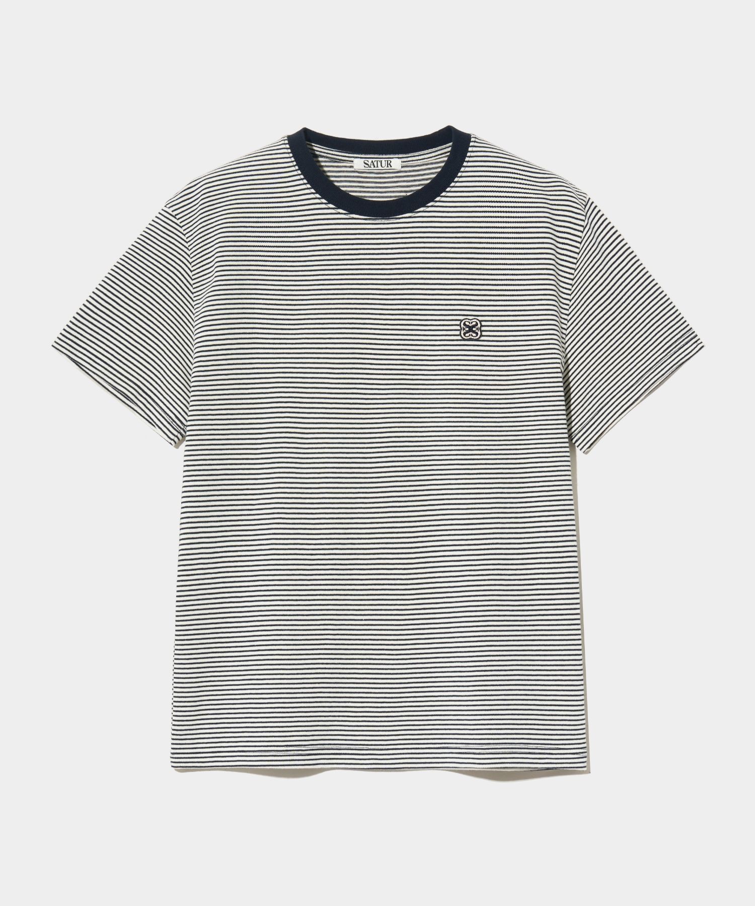 ■SATUR■ All Day Color Stripe Short Sleeve T-Shirt Navy SA2 MUSINSA | SATUR All Day Color Stripe Short Sleeve T-shirt Navy