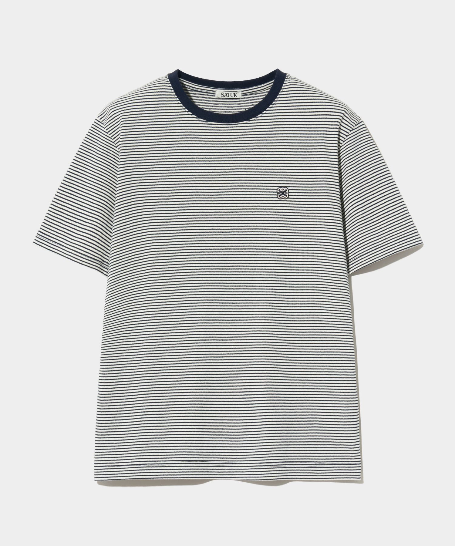 ★SATUR★ All Day Color Stripe Short Sleeve T-Shirt Navy MUSINSA | SATUR All Day Color Stripe Short Sleeve T-shirt Navy
