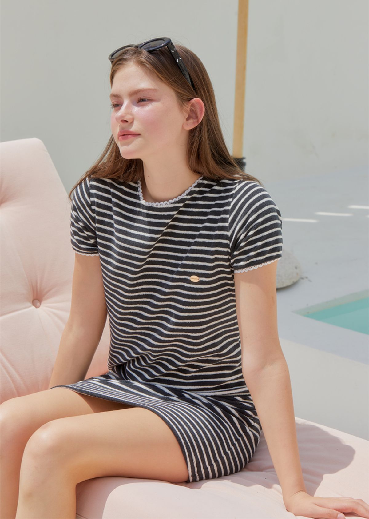 아노에틱(ANOETIC) LACE TERRY STRIPE ONE-PIECE_STRIPE