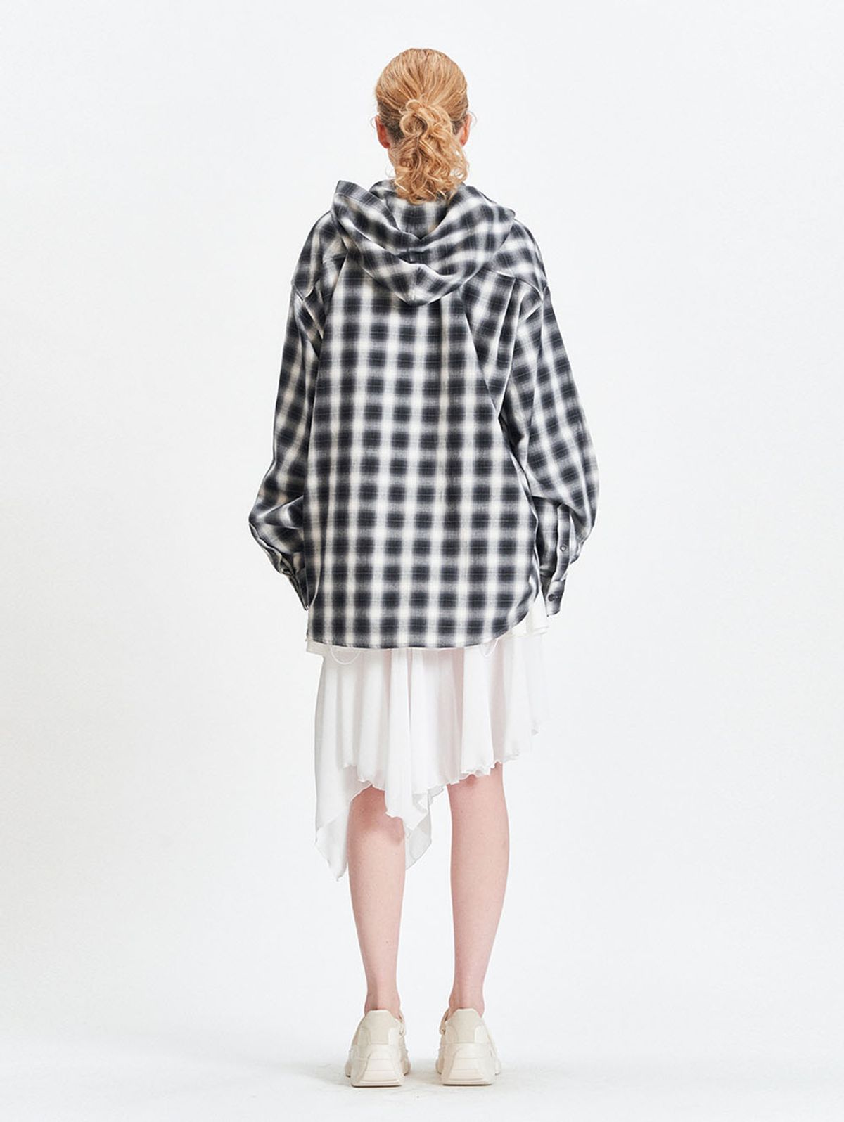 뚜오미오(TUOMIO) HOODED CHECK SHIRTS [BLACK]