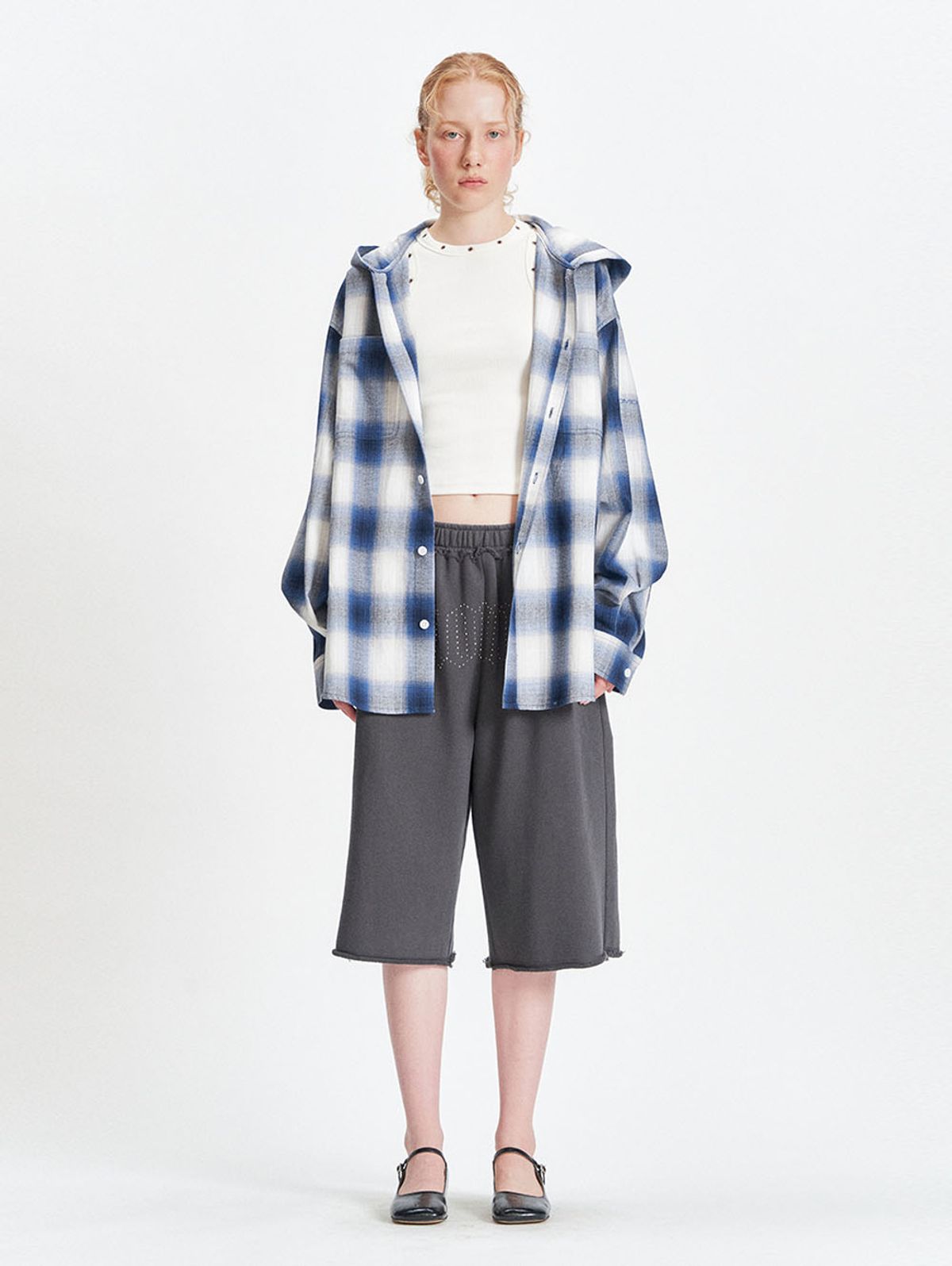 뚜오미오(TUOMIO) HOODED CHECK SHIRTS [BLUE]
