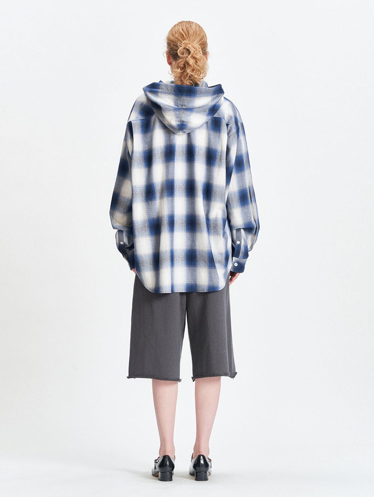 뚜오미오(TUOMIO) HOODED CHECK SHIRTS [BLUE]
