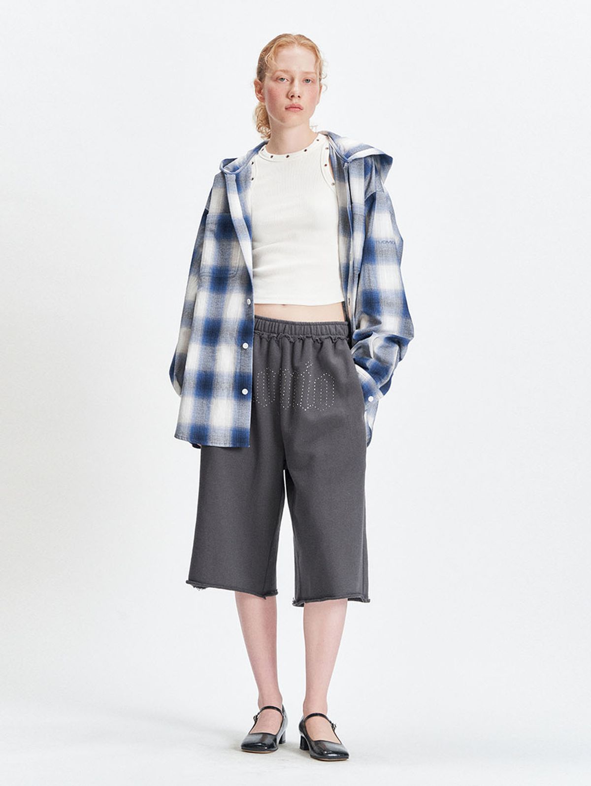 뚜오미오(TUOMIO) HOODED CHECK SHIRTS [BLUE]