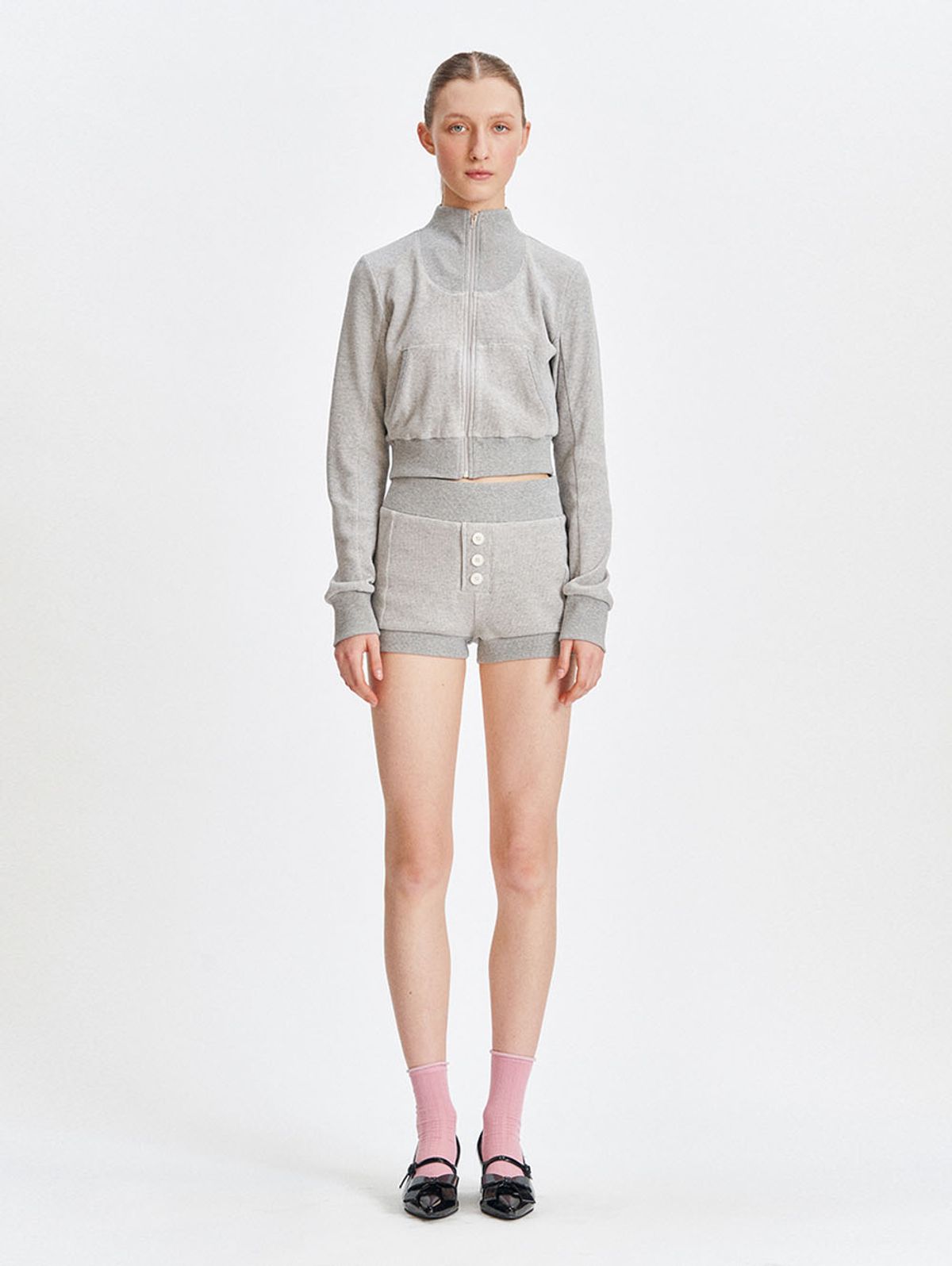 뚜오미오(TUOMIO) FITTED TRACK TOP [HEATHER GREY]