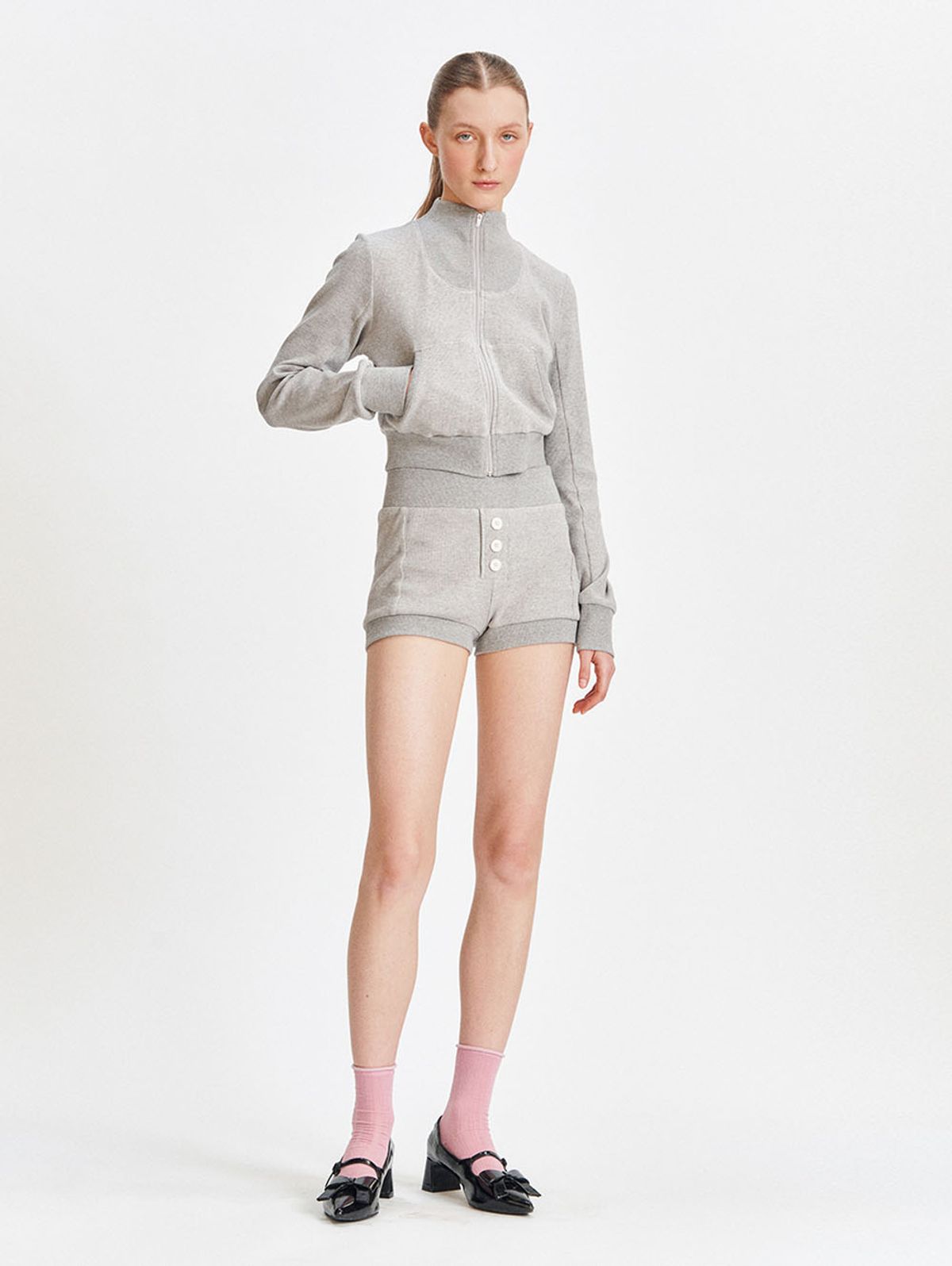 뚜오미오(TUOMIO) FITTED TRACK TOP [HEATHER GREY]