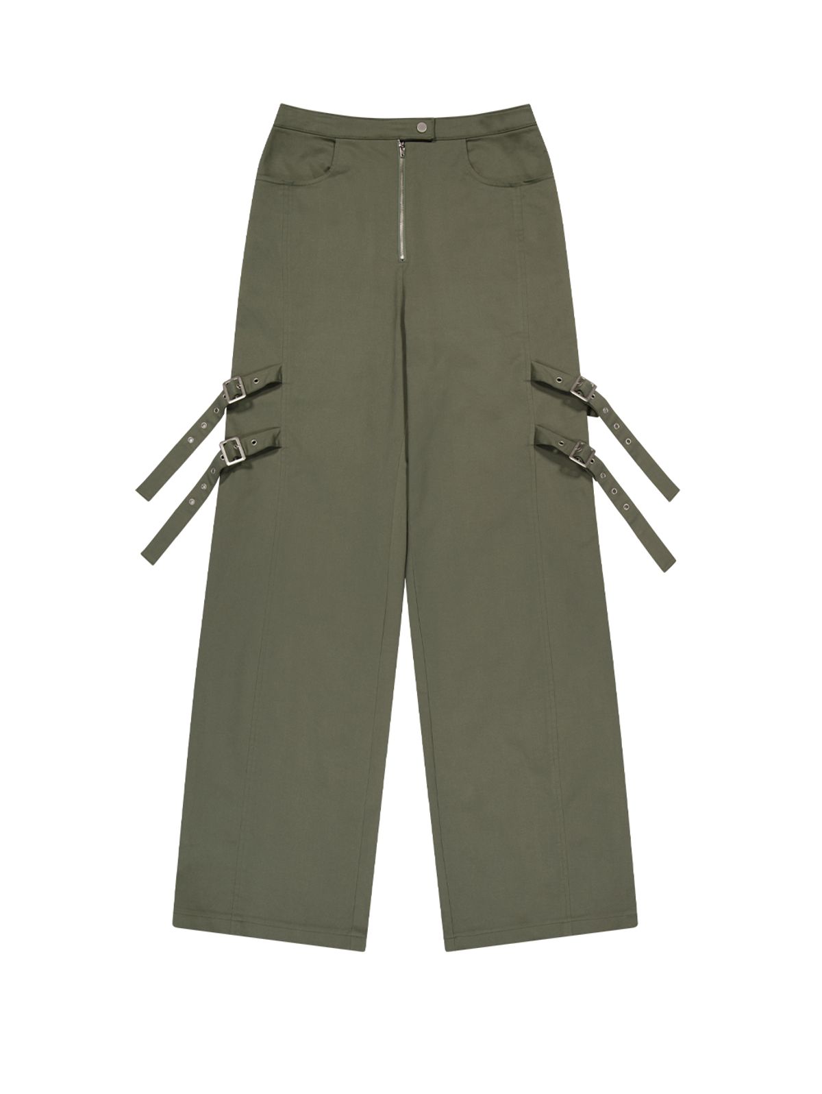 뚜오미오(TUOMIO) BELTED BOOTSCUT PANTS [KHAKI]
