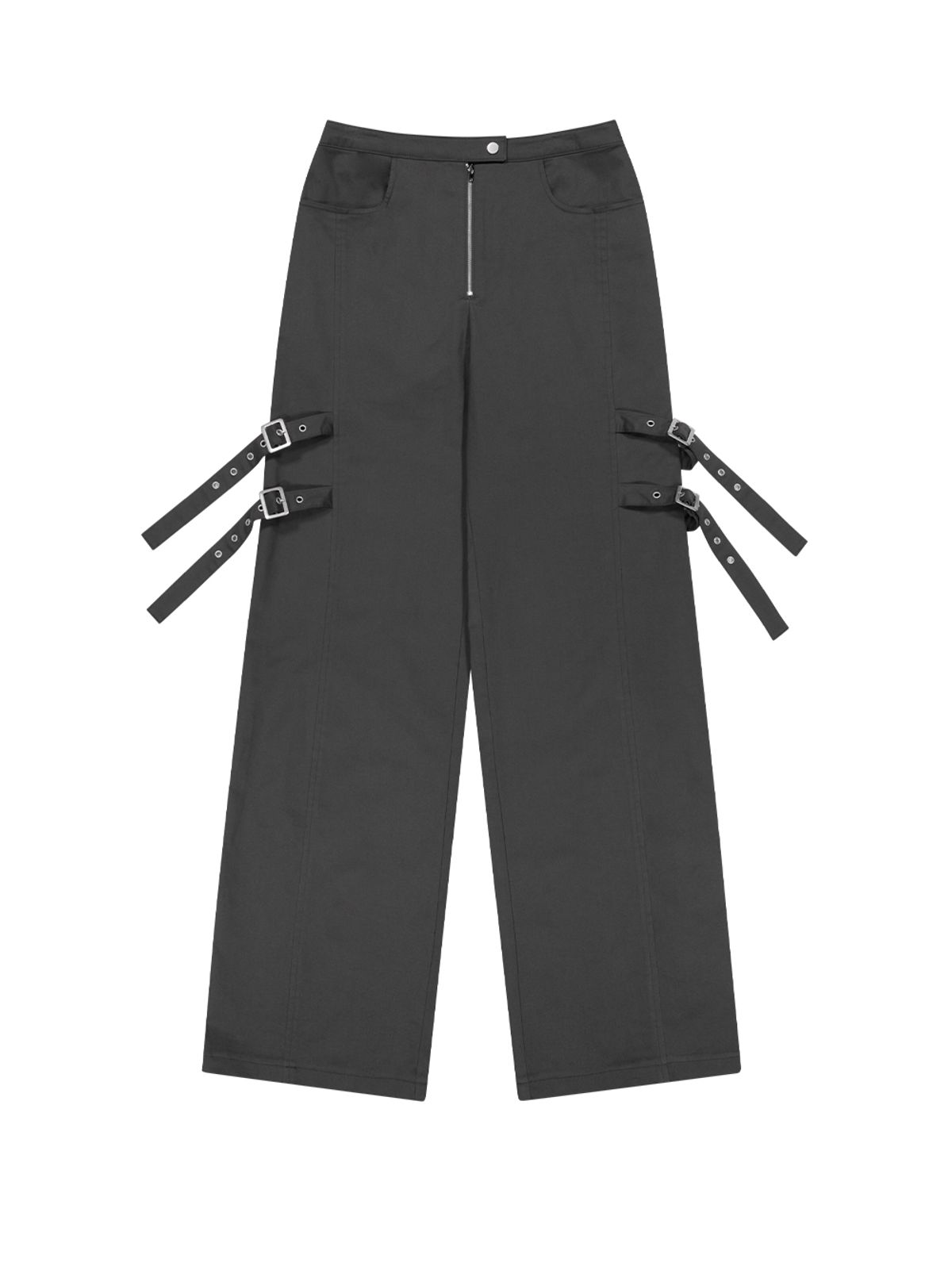 뚜오미오(TUOMIO) BELTED BOOTSCUT PANTS [CHARCOAL]