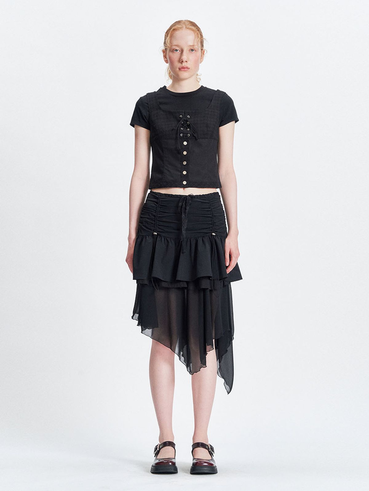 뚜오미오(TUOMIO) CHECK BUSTIER [BLACK]
