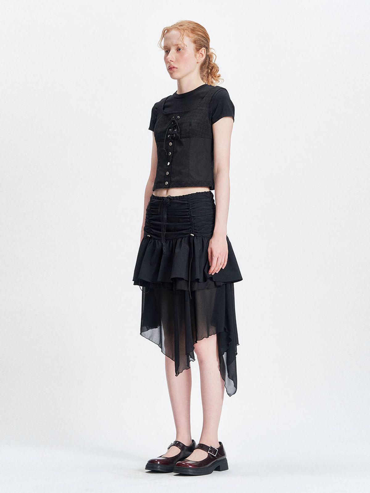 뚜오미오(TUOMIO) CHECK BUSTIER [BLACK]