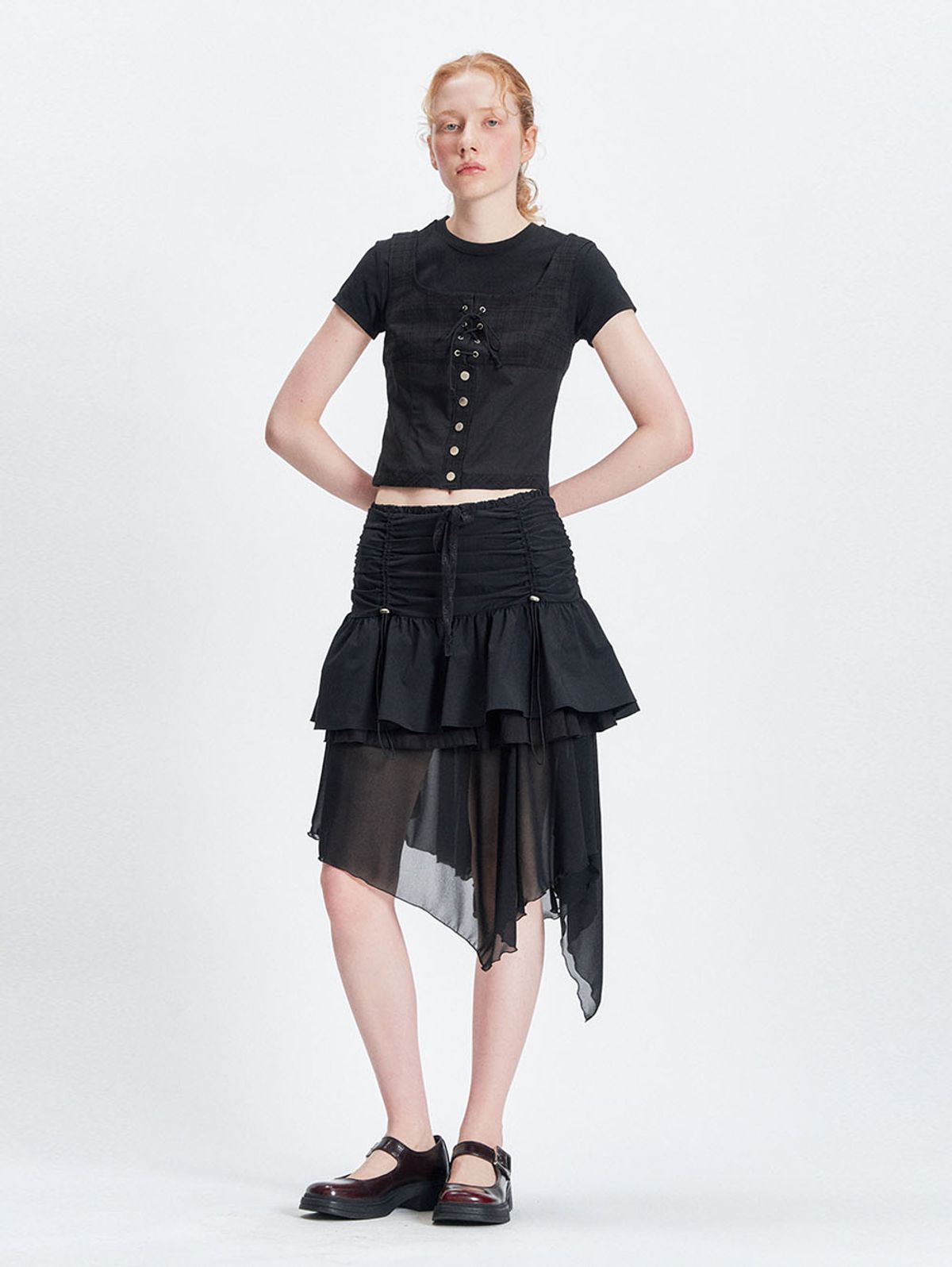 뚜오미오(TUOMIO) CHECK BUSTIER [BLACK]