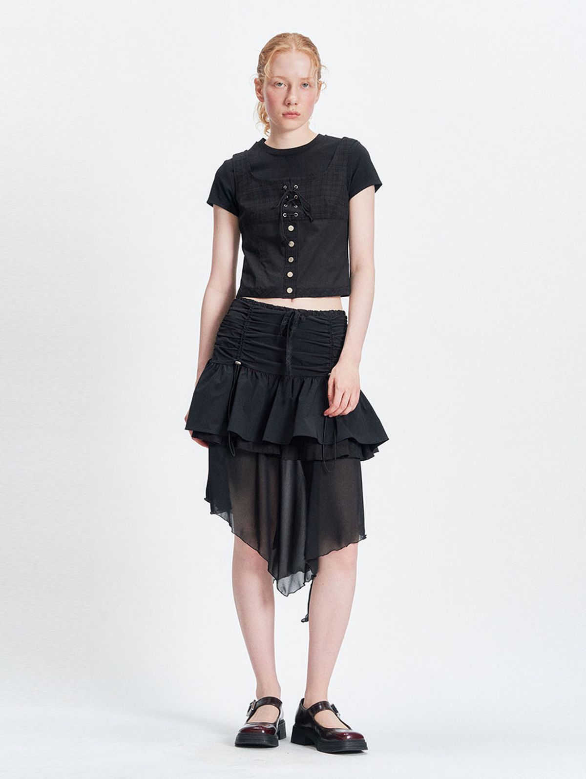 뚜오미오(TUOMIO) CHECK BUSTIER [BLACK]