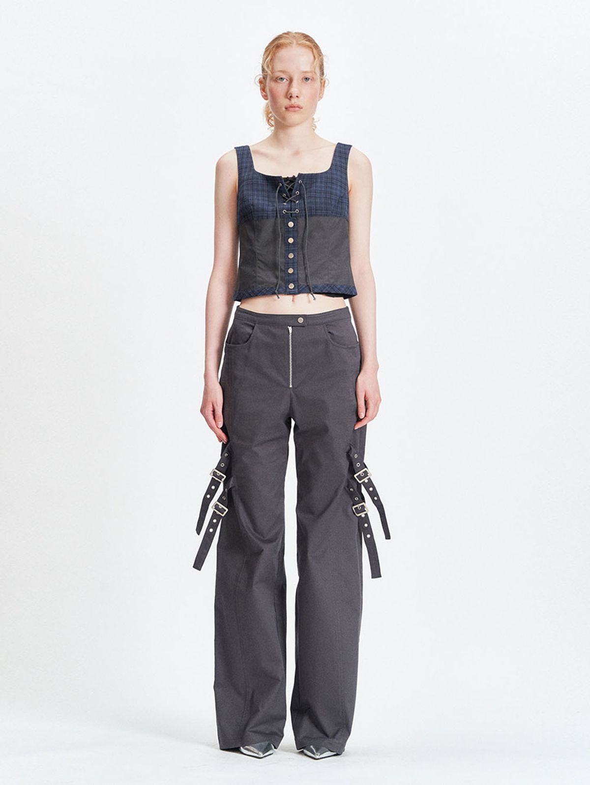 뚜오미오(TUOMIO) CHECK BUSTIER [BLUE]