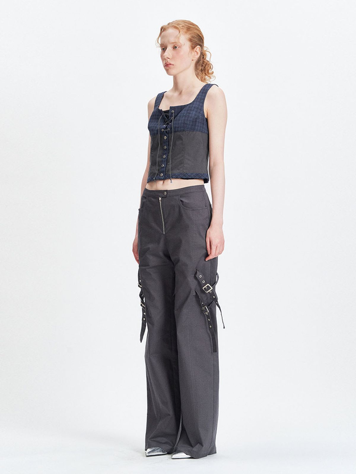 뚜오미오(TUOMIO) CHECK BUSTIER [BLUE]