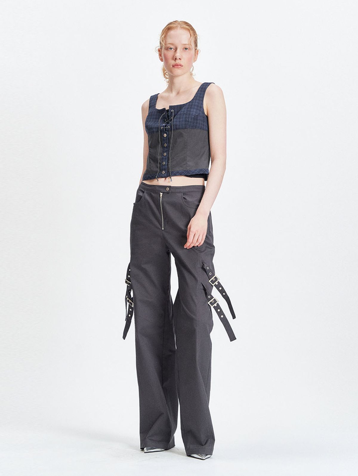 뚜오미오(TUOMIO) CHECK BUSTIER [BLUE]