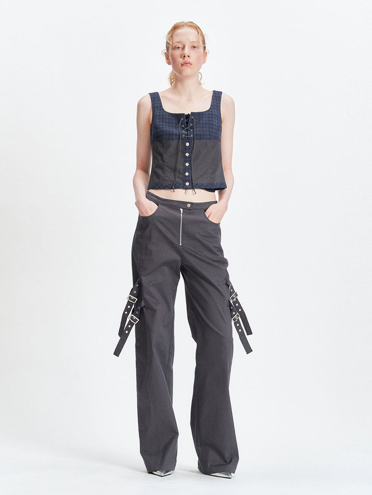 뚜오미오(TUOMIO) CHECK BUSTIER [BLUE]