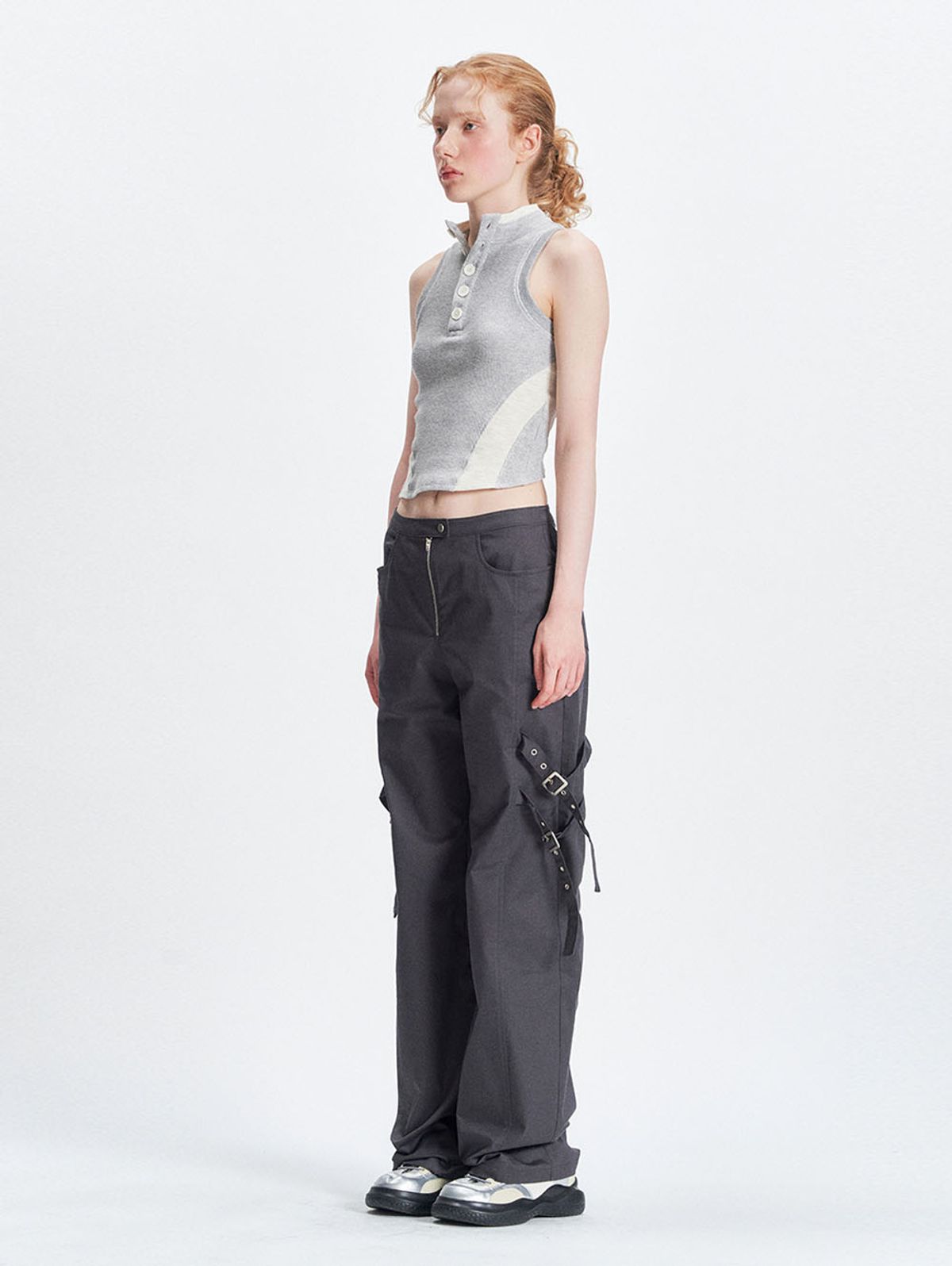 뚜오미오(TUOMIO) POLO SLEEVELESS [HEATHER GREY]