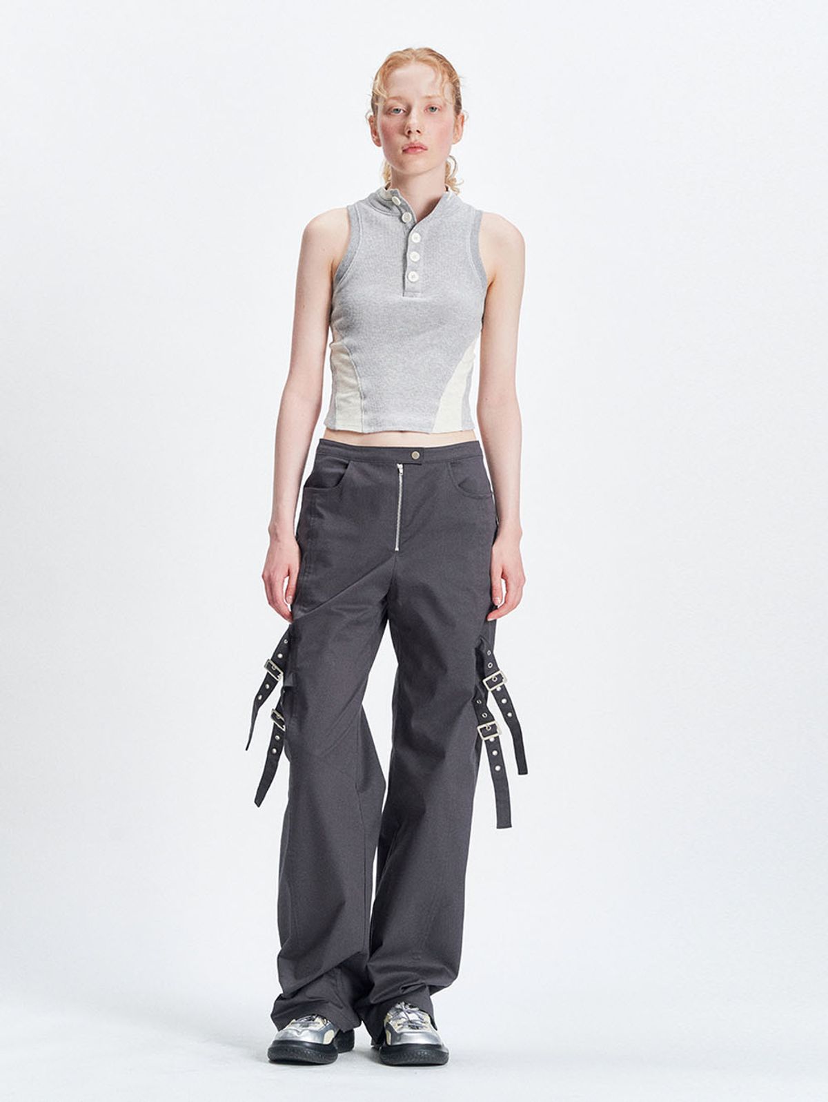 뚜오미오(TUOMIO) POLO SLEEVELESS [HEATHER GREY]