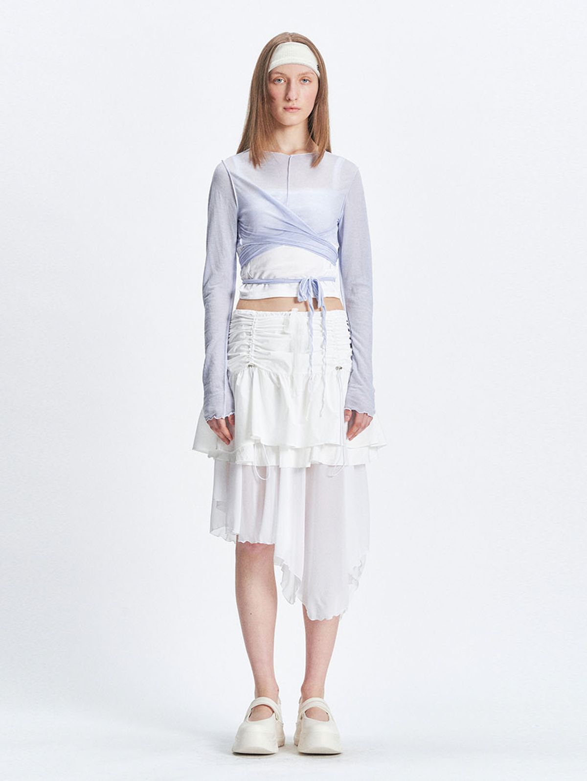 뚜오미오(TUOMIO) SHEER TWISTED TOP [BLUE]