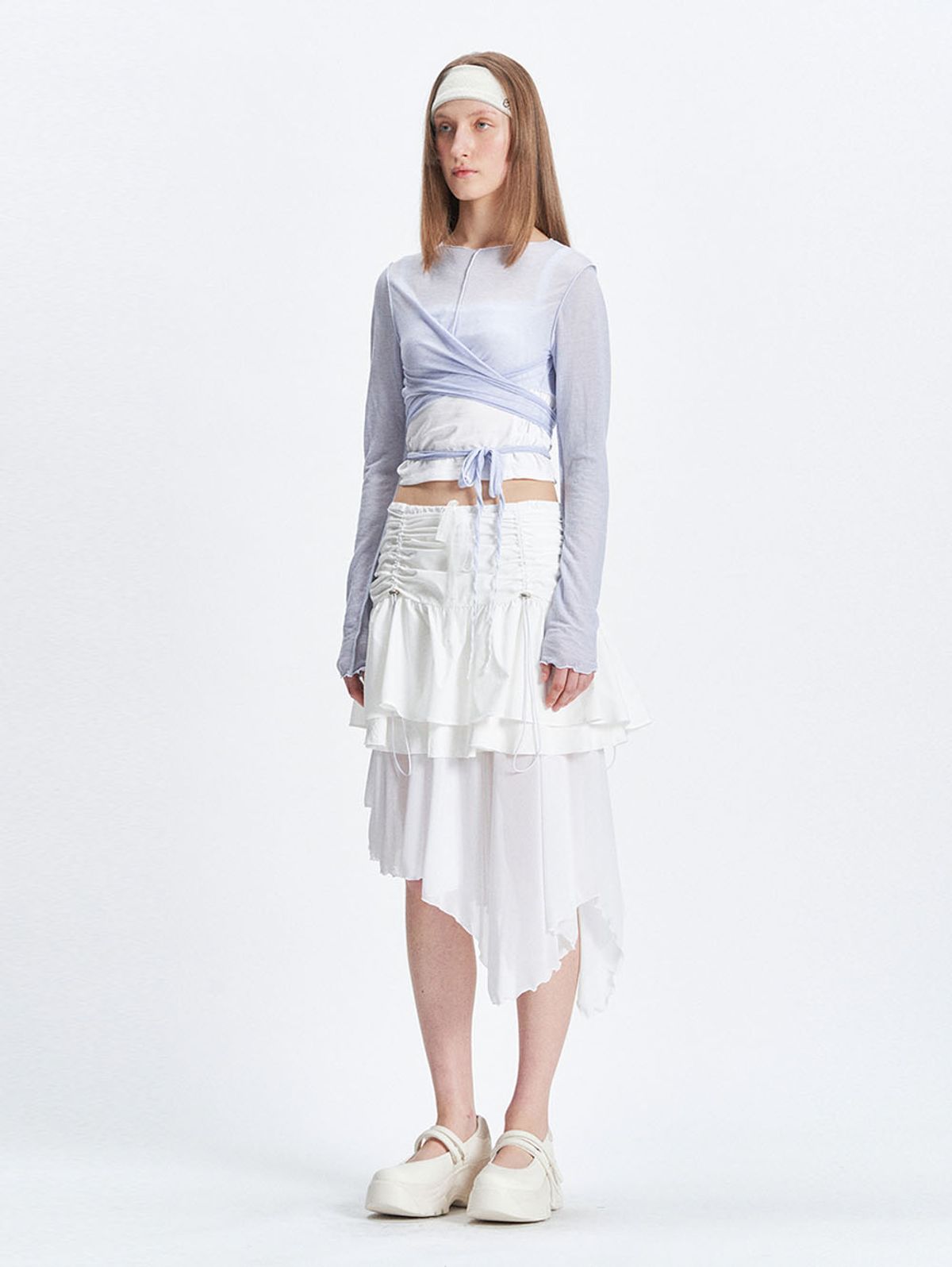 뚜오미오(TUOMIO) SHEER TWISTED TOP [BLUE]