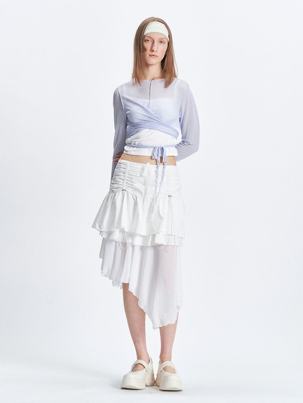 뚜오미오(TUOMIO) SHEER TWISTED TOP [BLUE]