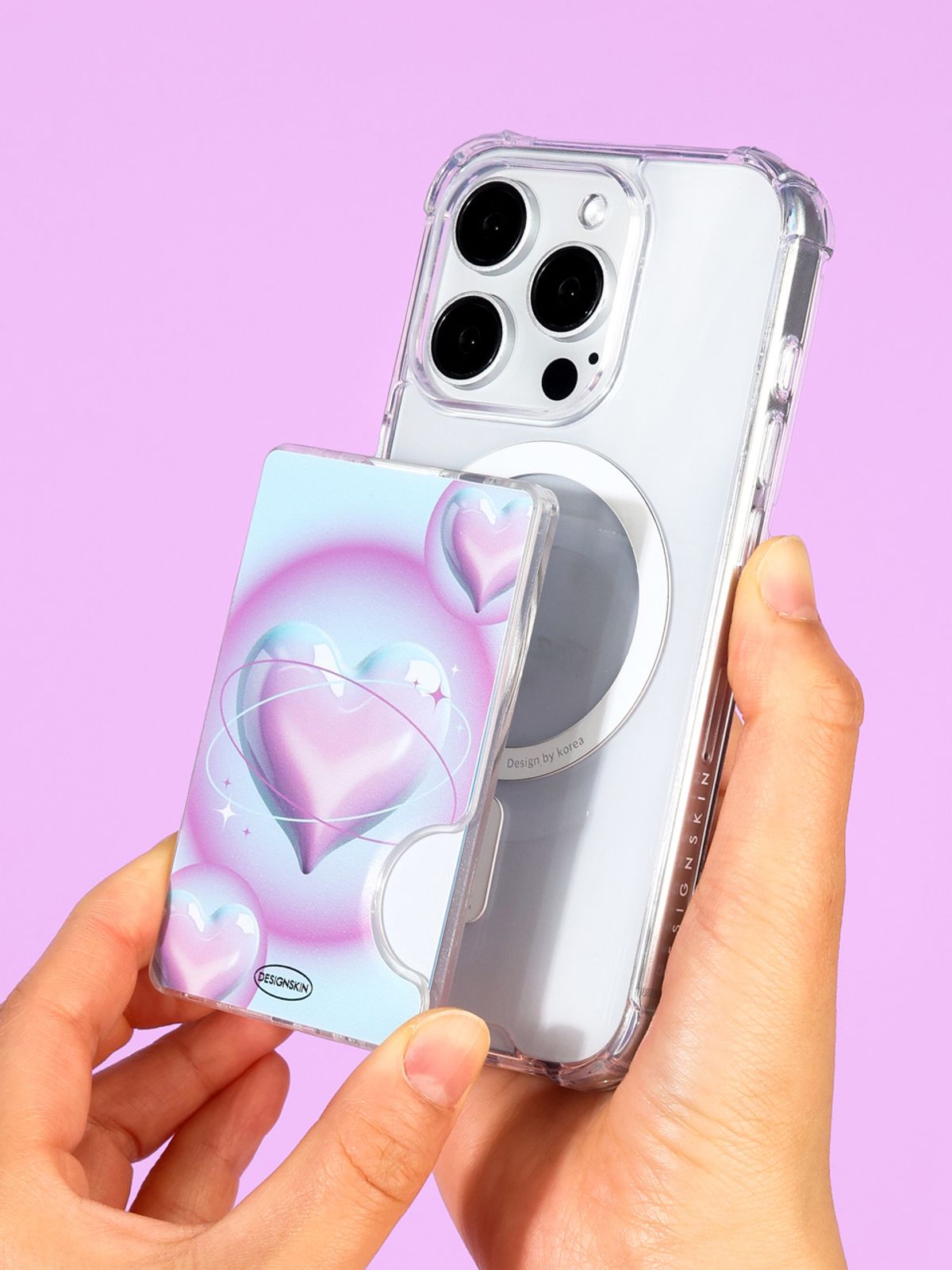 디자인스킨(DESIGNSKIN) 맥세이프 카드 포켓 ver.2 - 데이지/퍼플