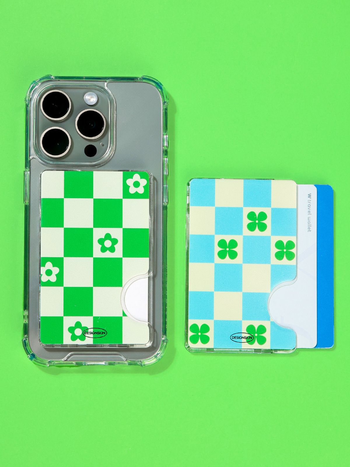 디자인스킨(DESIGNSKIN) 맥세이프 카드 포켓 ver.2 - 체커보드/데이지