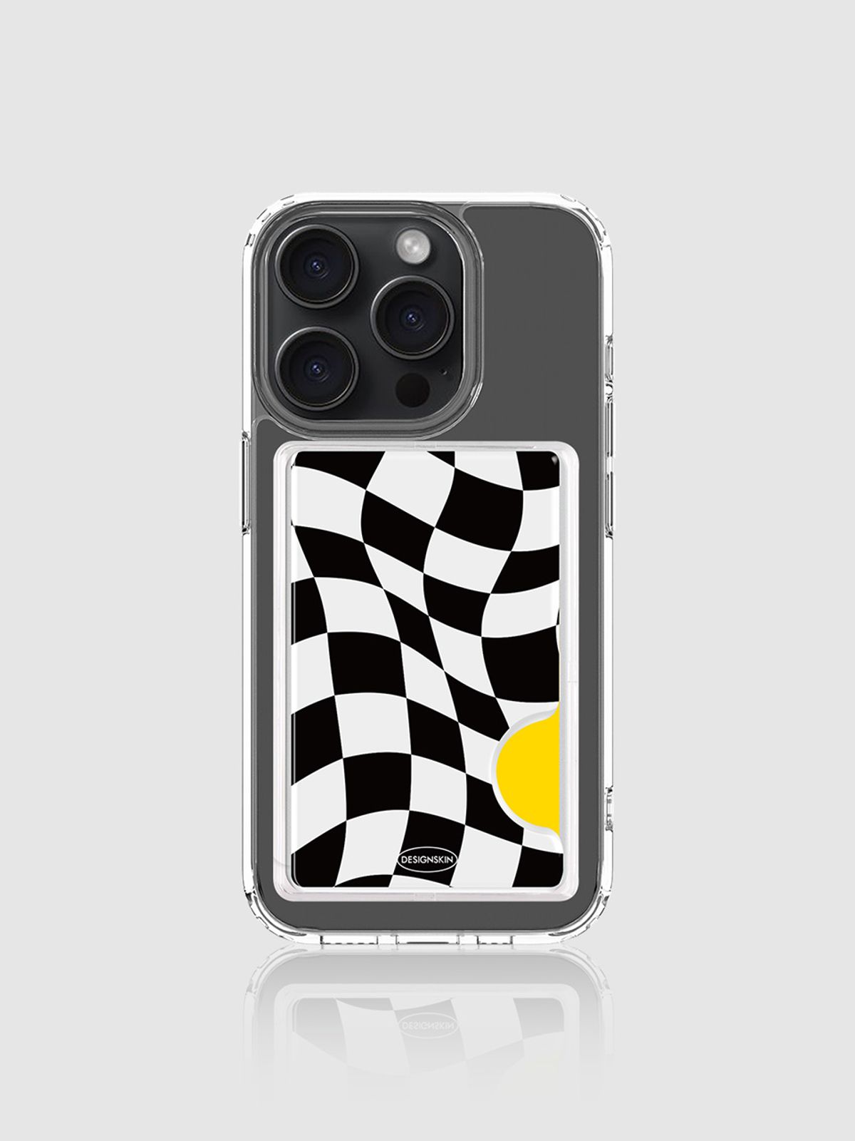 디자인스킨(DESIGNSKIN) 맥세이프 카드 포켓 ver.2 - 웨이브 체커보드/블랙