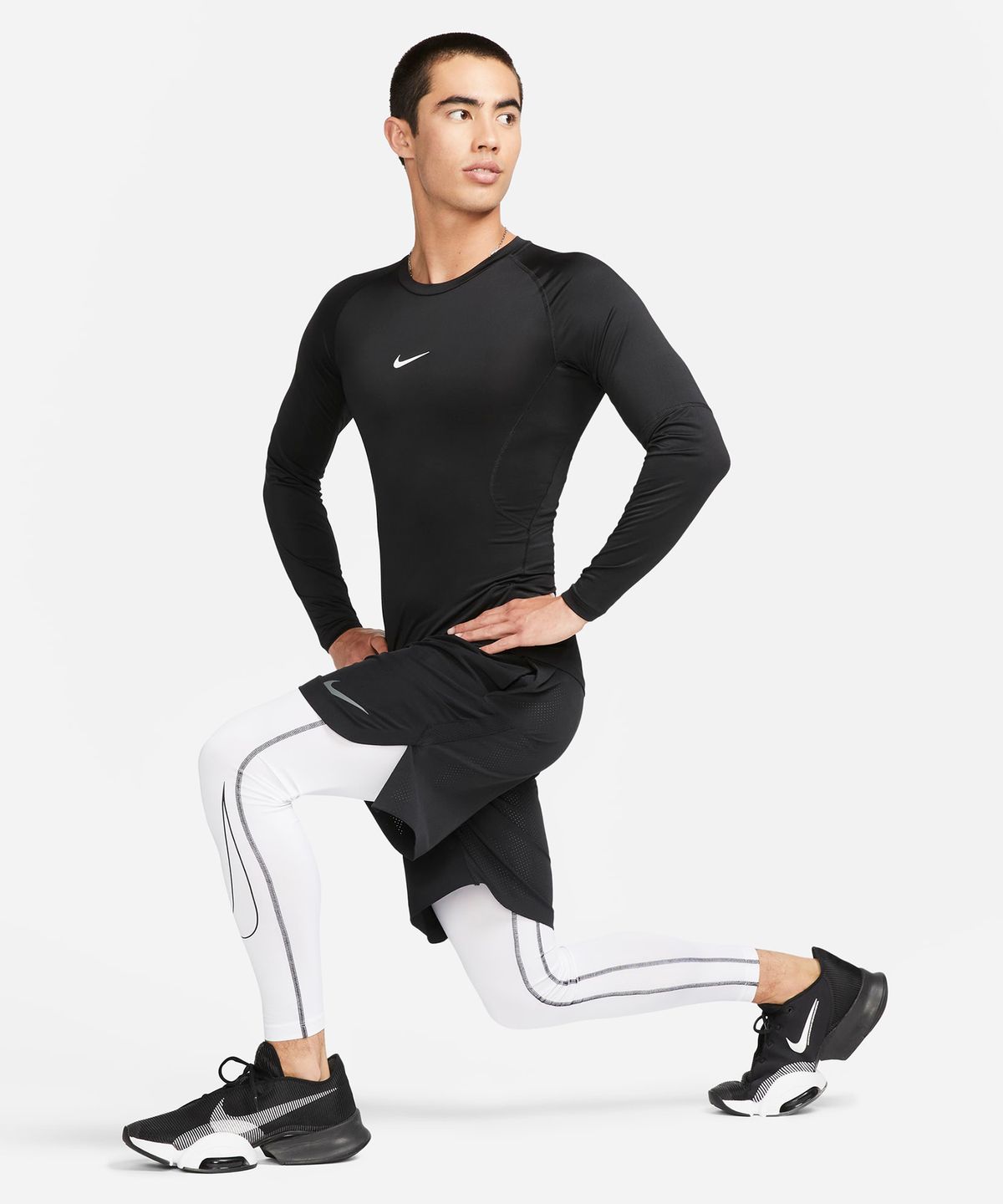 나이키(NIKE) 프로 드라이 핏 타이트 긴소매 피트니스 탑 M - 블랙:화이트 / FB7920-010
