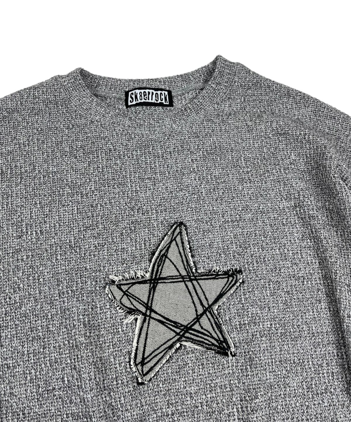 스케이터락(SK8ER ROCK) Loose Melange Knit Star Pullover (melange gray)