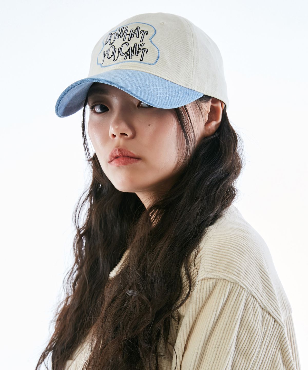 슬리피슬립(SLEEPYSLIP) DO WHAT YOU CANT BEIGE/SKY BLUE BALL CAP