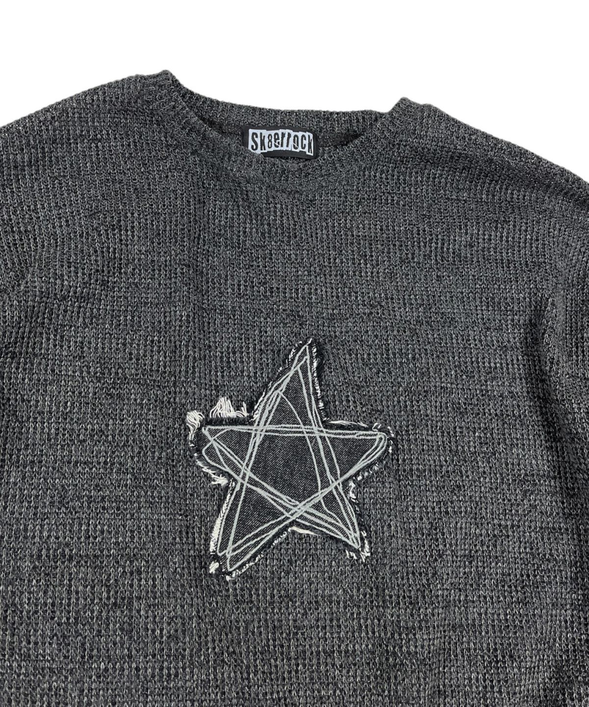 스케이터락(SK8ER ROCK) Loose Melange Knit Star Pullover (melange charcoal)