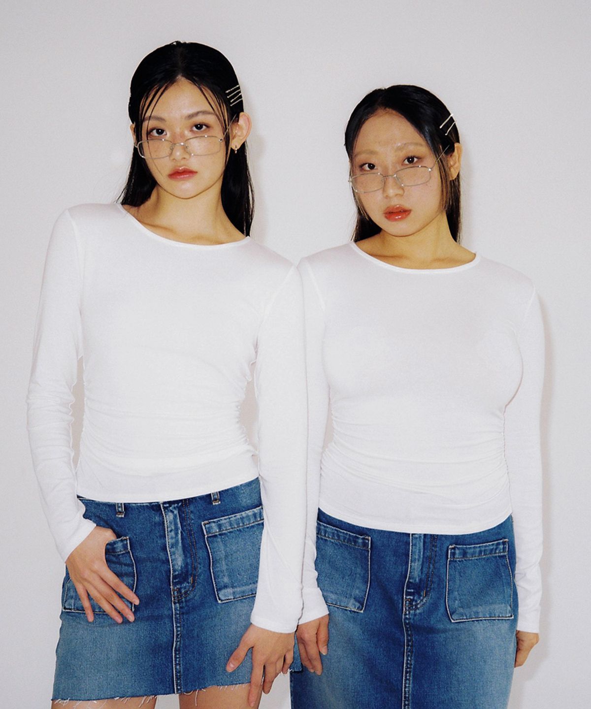 살롱 드 욘(SALON DE YOHN) Basic Shirring Long Sleeve T_ White