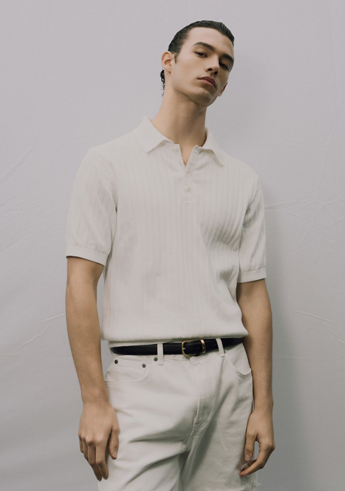 세비지(SAVAGE) Half Polo Knit - Ivory