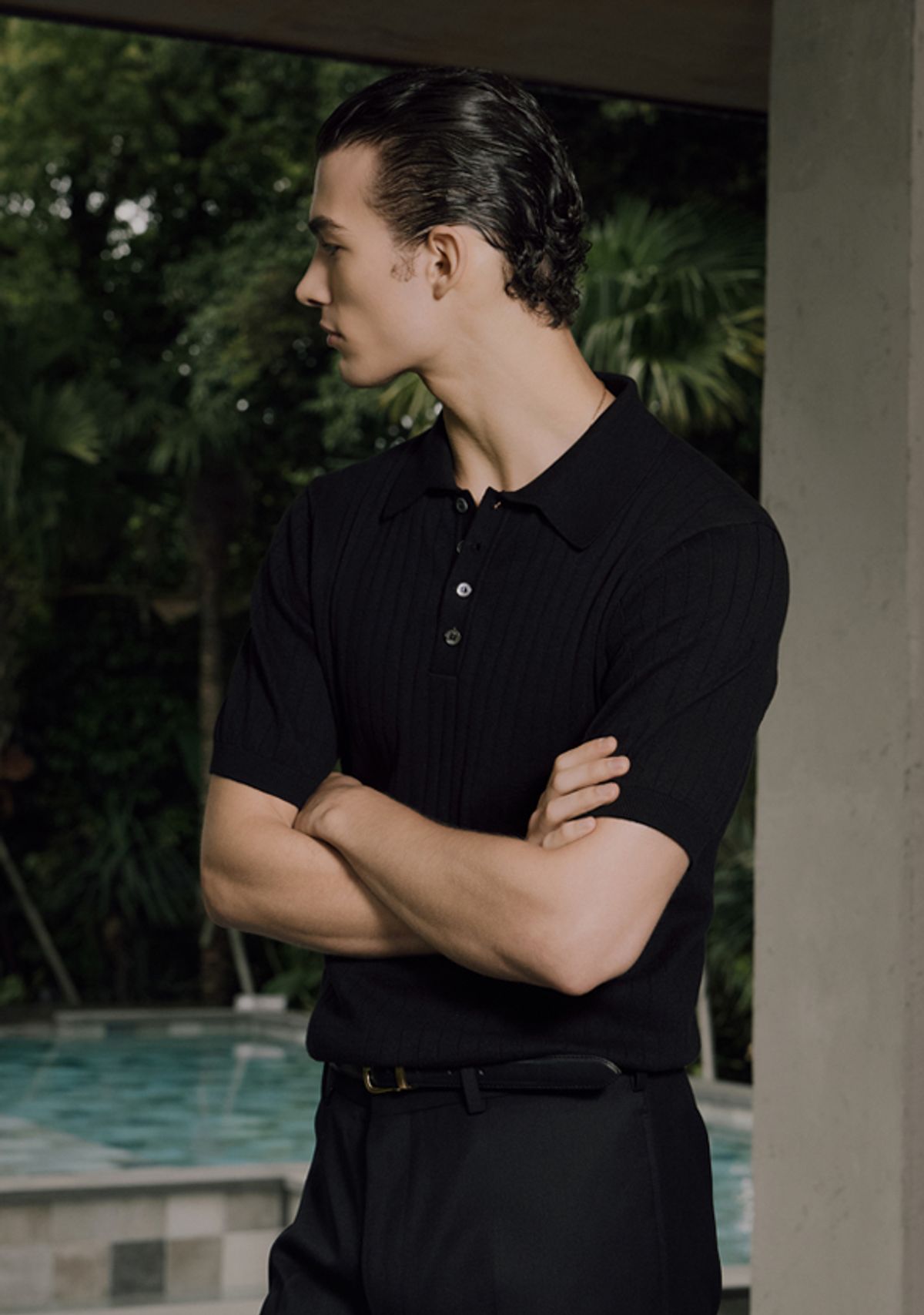 세비지(SAVAGE) Half Polo Knit - Black