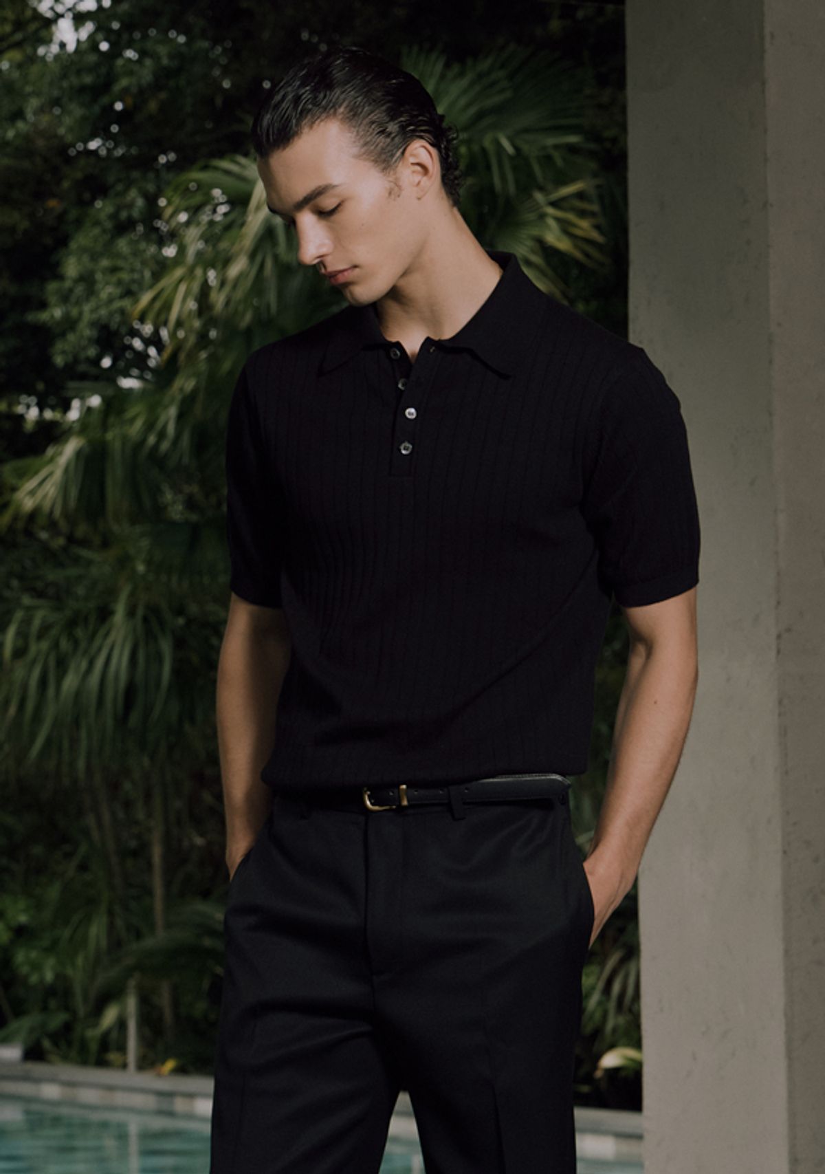 세비지(SAVAGE) Half Polo Knit - Black