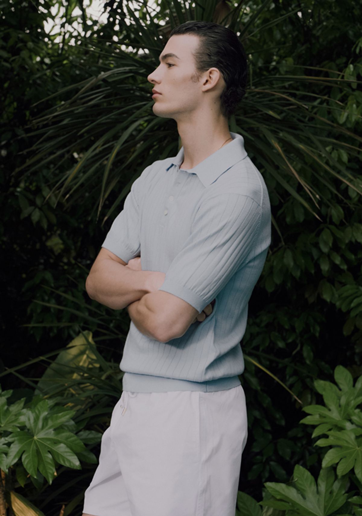 세비지(SAVAGE) Half Polo Knit - Sky Blue