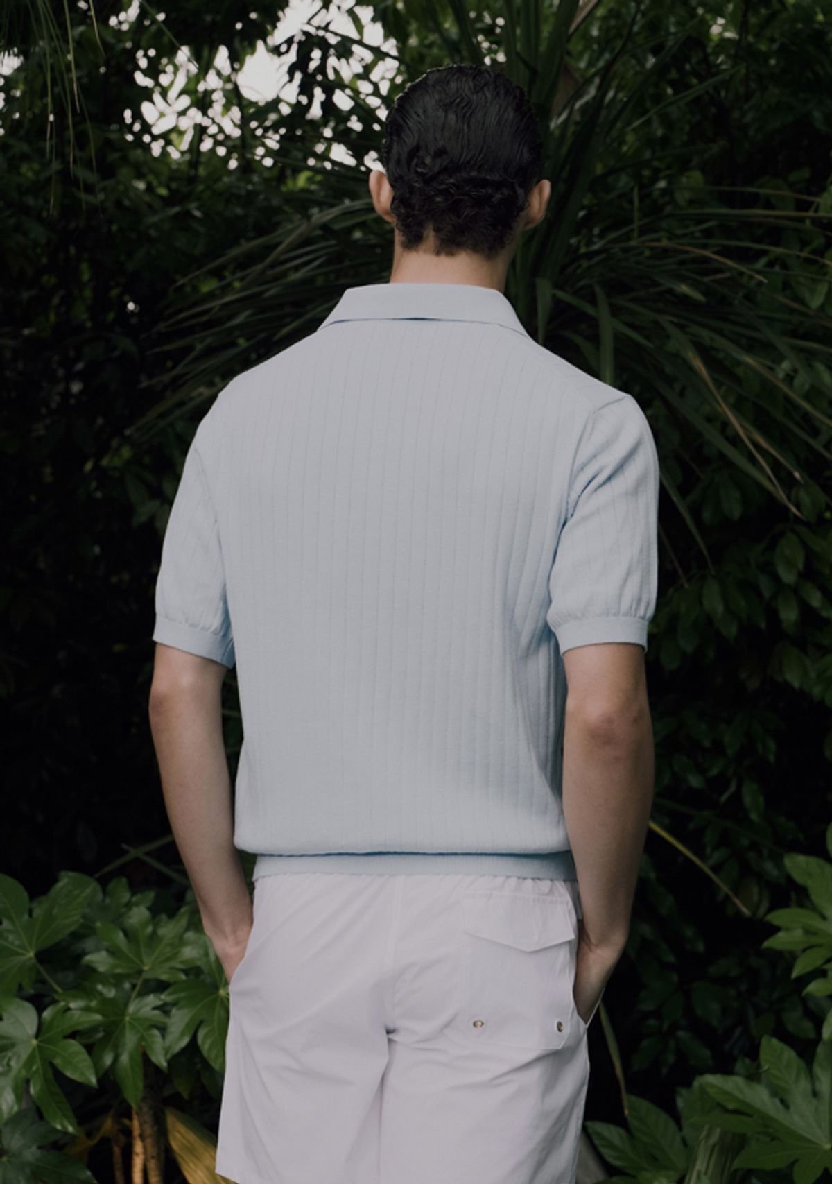 세비지(SAVAGE) Half Polo Knit - Sky Blue