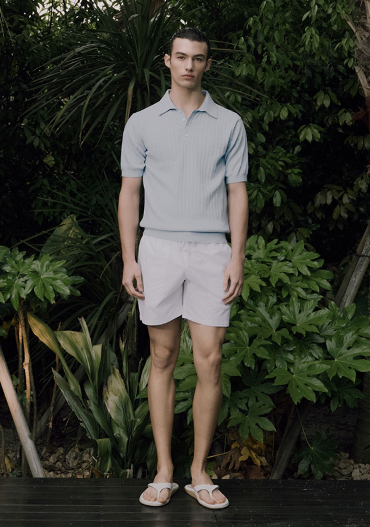 세비지(SAVAGE) Half Polo Knit - Sky Blue