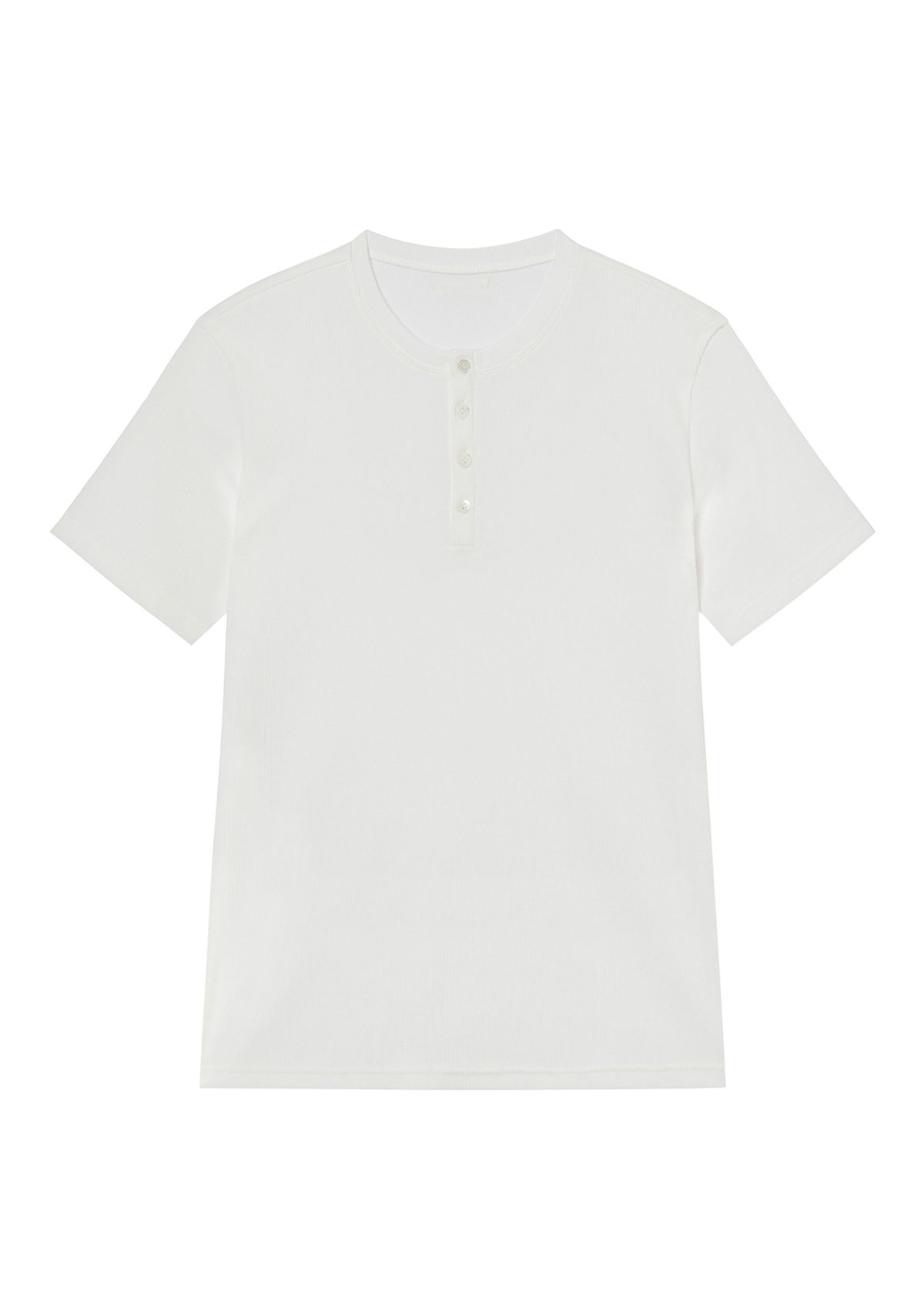 세비지(SAVAGE) Henley Neck Jersey Half Sleeve - White