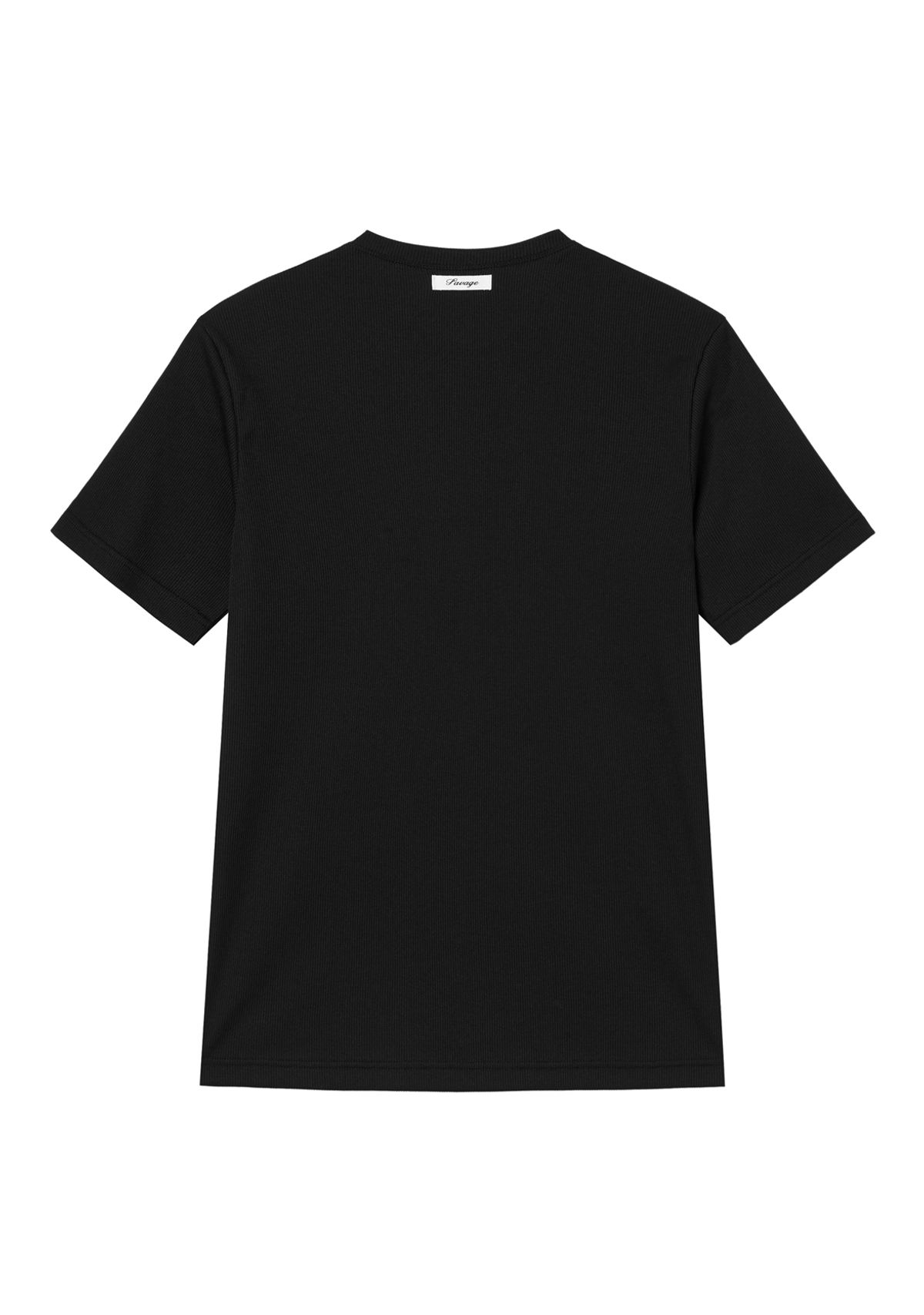 세비지(SAVAGE) Henley Neck Jersey Half Sleeve - Black