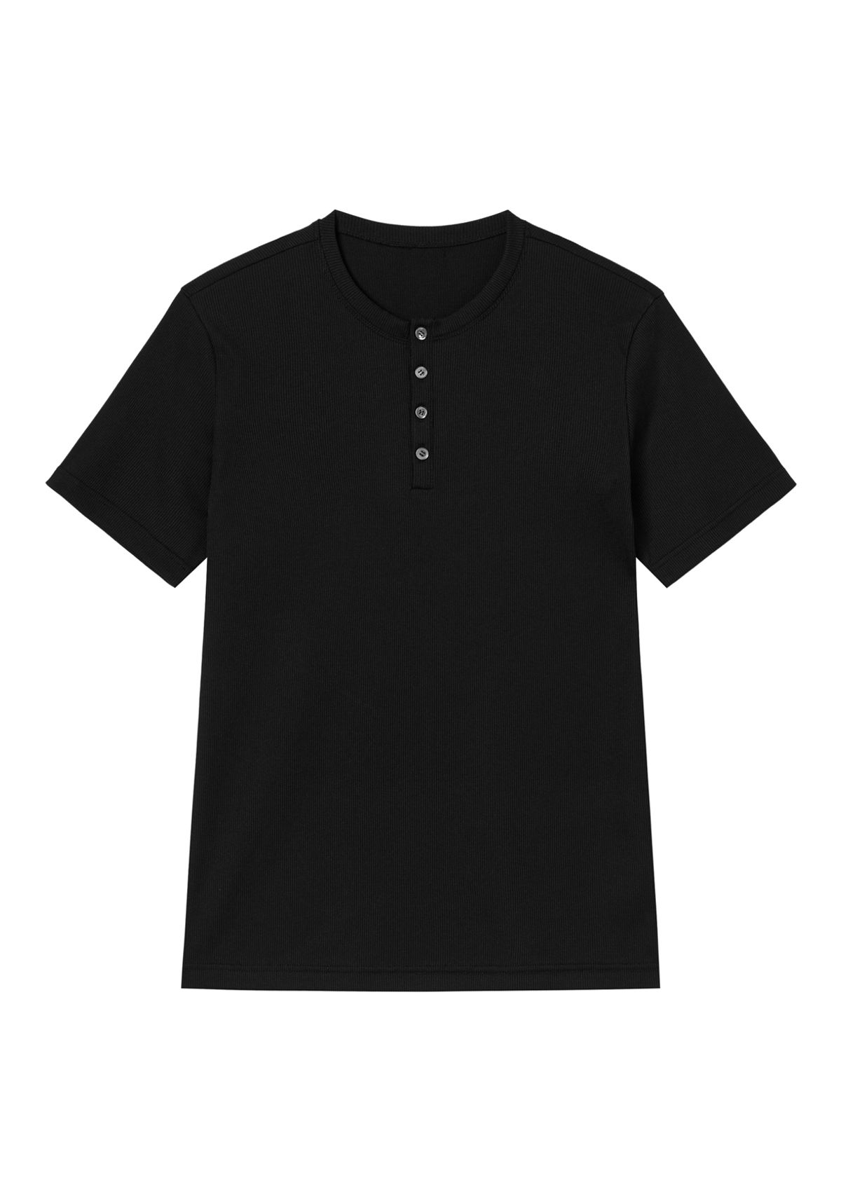 세비지(SAVAGE) Henley Neck Jersey Half Sleeve - Black