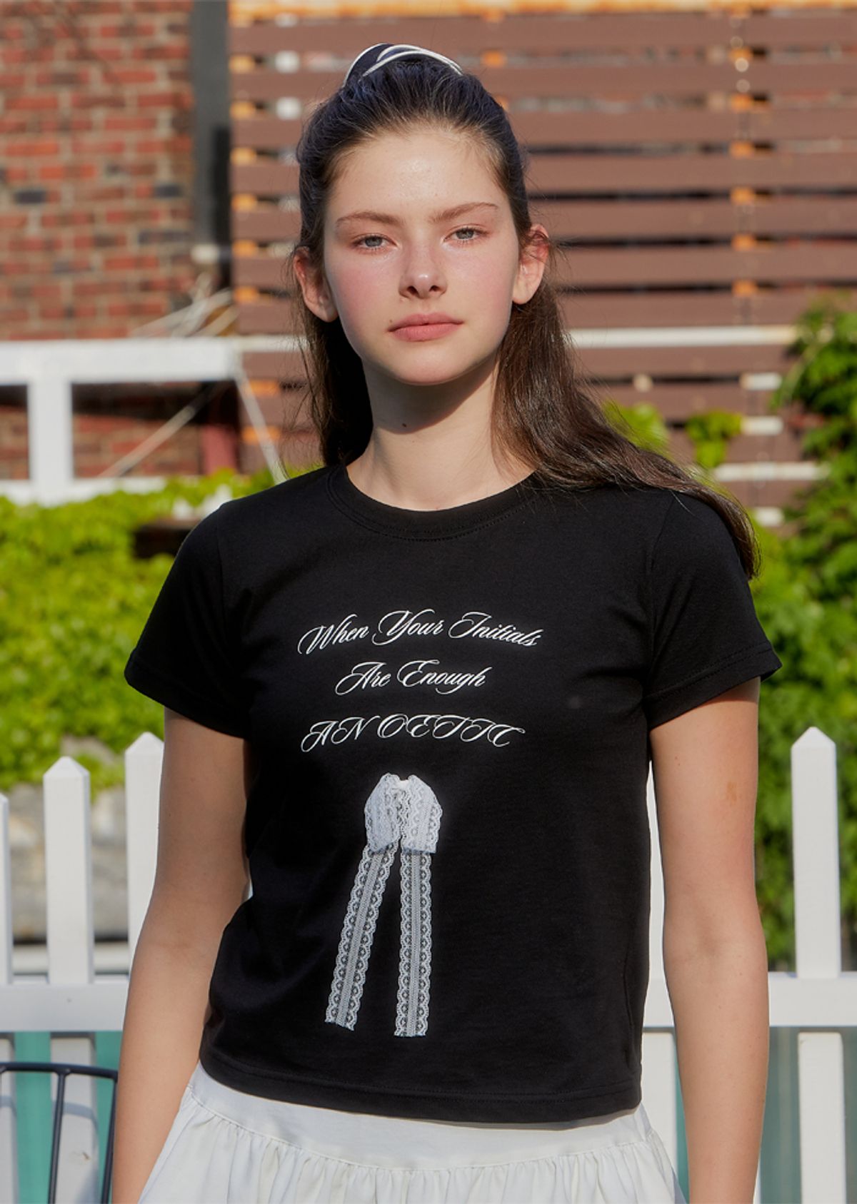 아노에틱(ANOETIC) LACE RIBBON T-SHIRT_BLACK