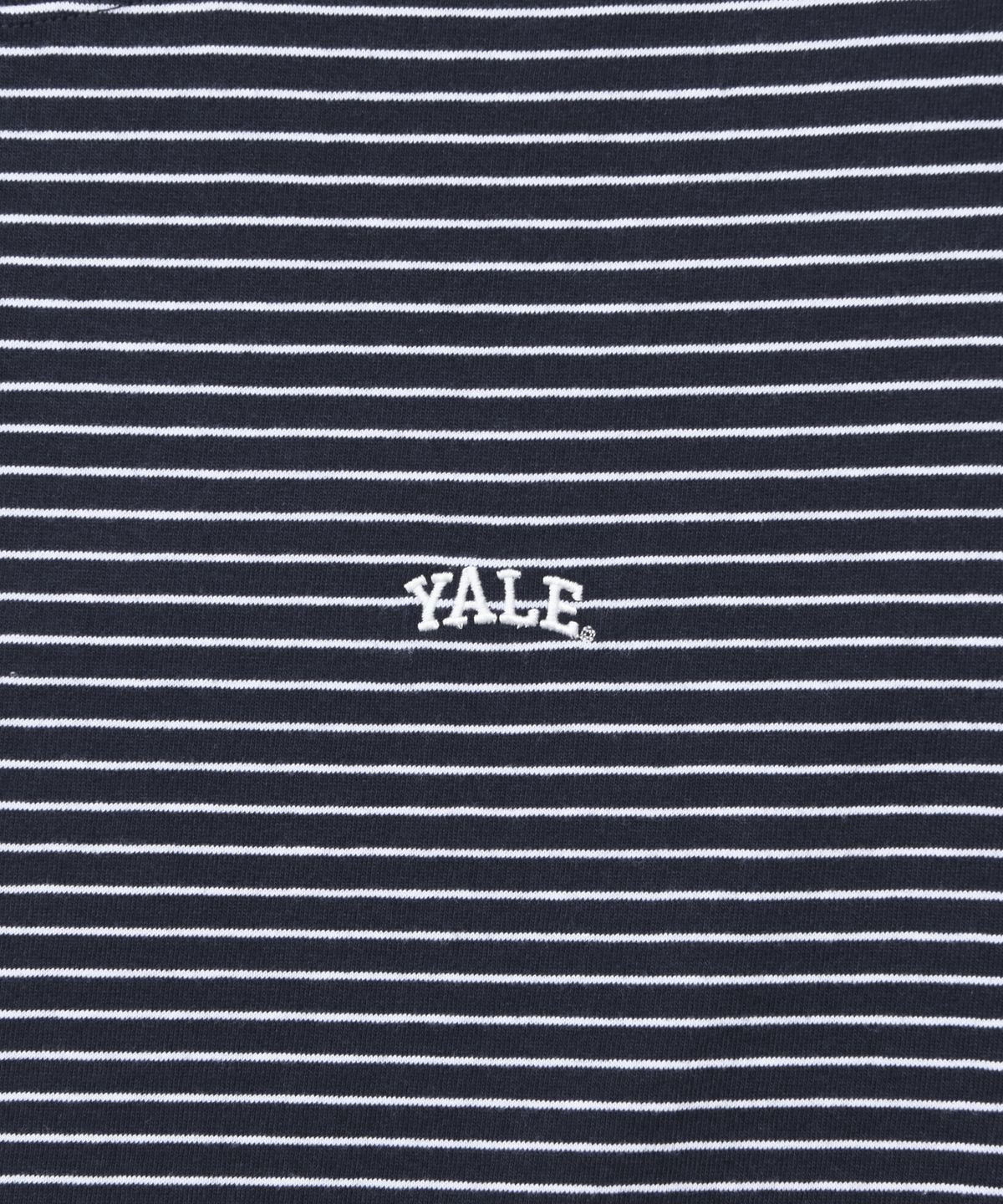 예일(YALE) SMALL ARCH LOGO STRIPE T-SHIRT NAVY