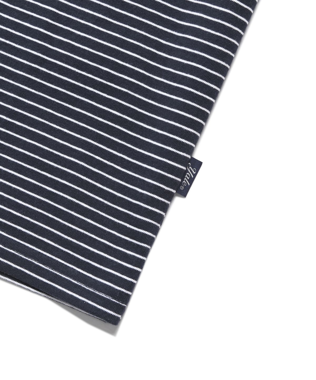 예일(YALE) SMALL ARCH LOGO STRIPE T-SHIRT NAVY