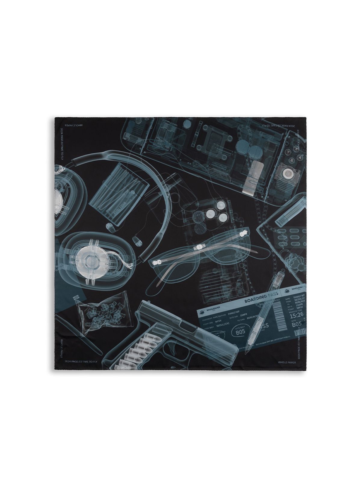 홀페이퍼(WHOLE PAPER) 엑스레이 그래픽 스카프 (블랙)
