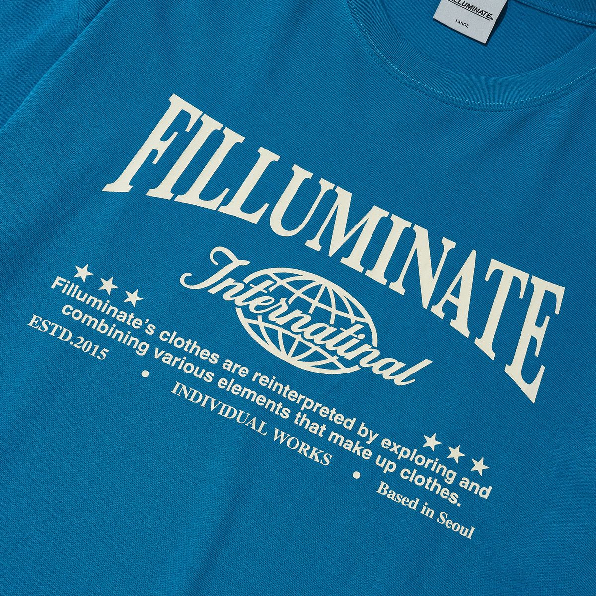 필루미네이트(FILLUMINATE) 인터네셔널 라운드 티셔츠-블루