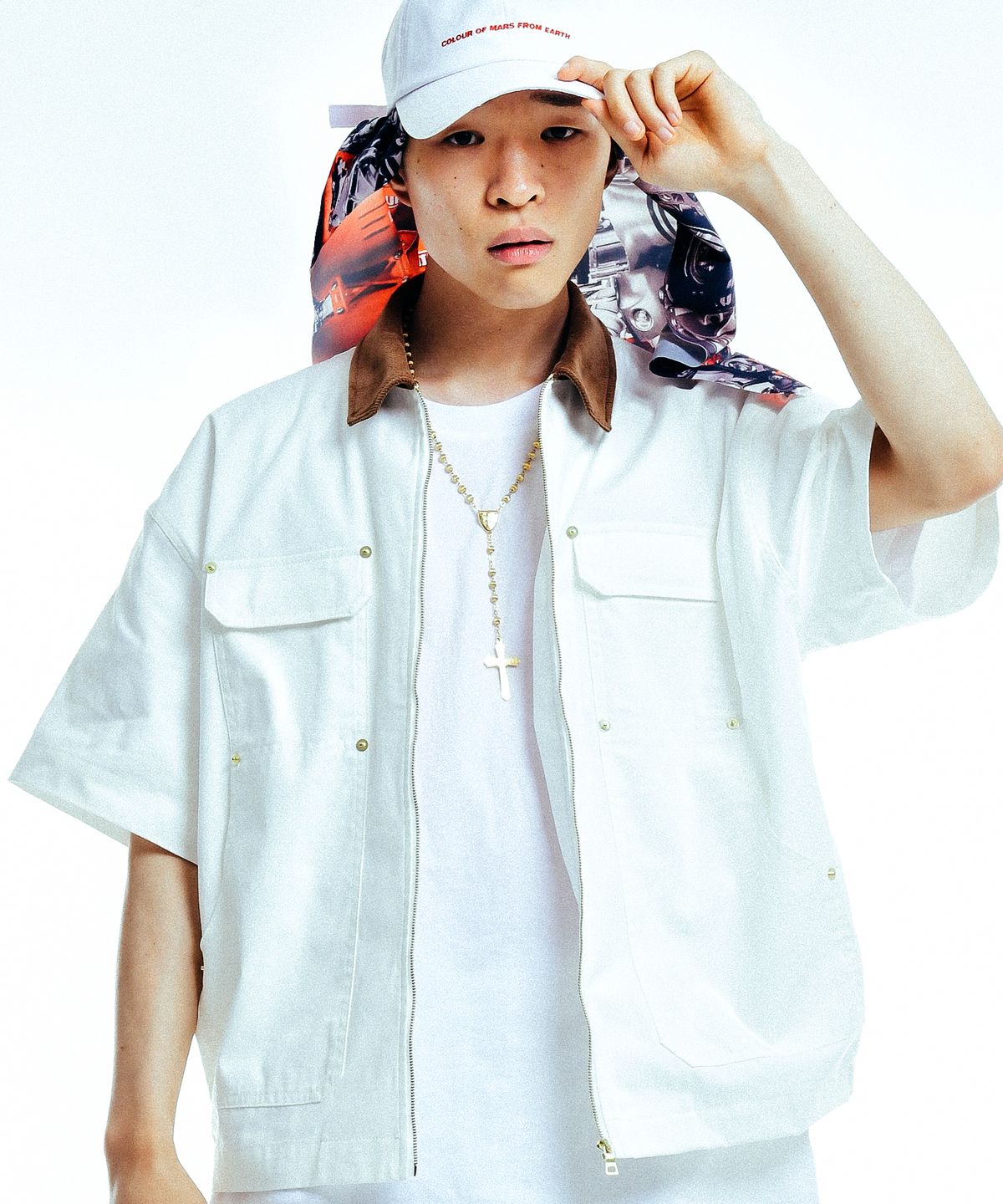 씨오엠이(COME) [UNISEX] C.O.M.E Mechanic Short Sleeve Work Jacket (White)